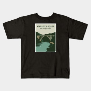 New River Gorge National Park Retro Travel Poster Kids T-Shirt